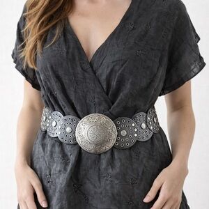Vegan Leather with Silver Buckle Belt for Women